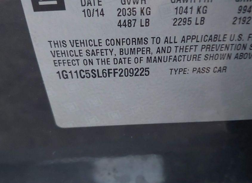 Photo 9 of 2015 Chevrolet Malibu 1LT (VIN 1G11C5SL6FF209225)