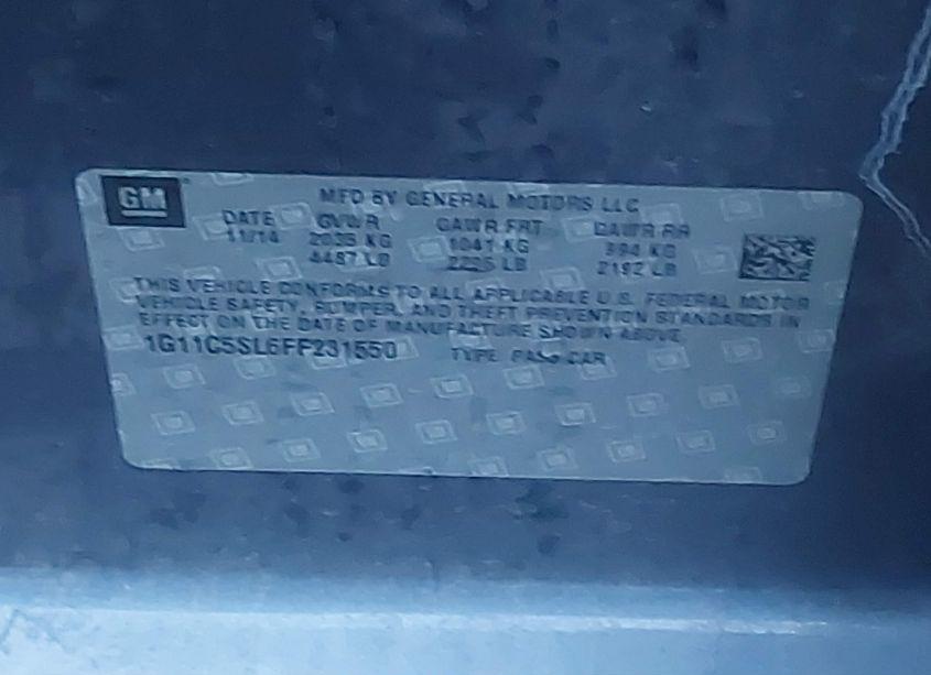 Photo 9 of 2015 Chevrolet Malibu 1LT (VIN 1G11C5SL6FF231550)