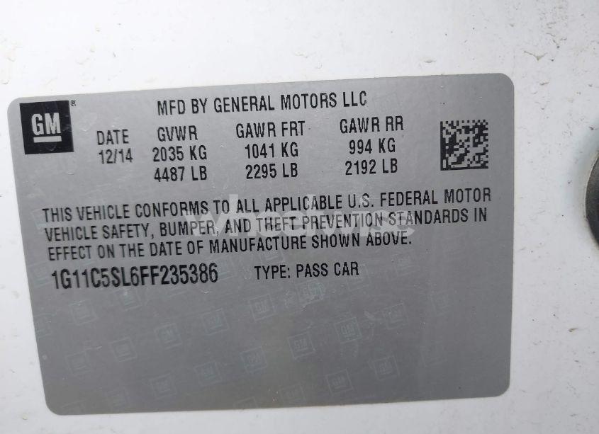 Photo 9 of 2015 Chevrolet Malibu 1LT (VIN 1G11C5SL6FF235386)