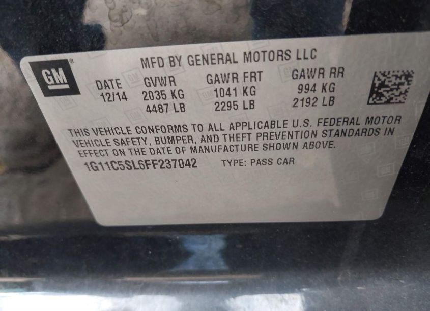 Photo 9 of 2015 Chevrolet Malibu 1LT (VIN 1G11C5SL6FF237042)