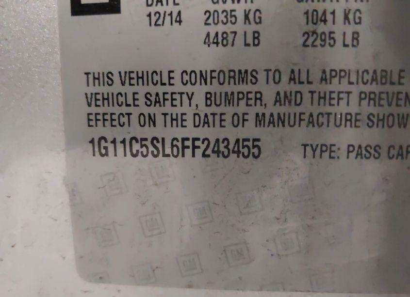 Photo 9 of 2015 Chevrolet Malibu 1LT (VIN 1G11C5SL6FF243455)