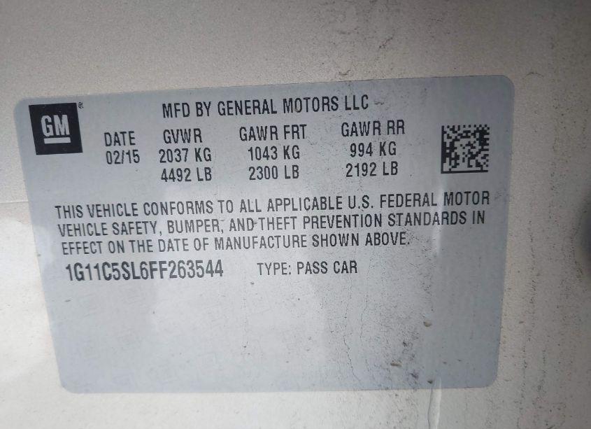 Photo 9 of 2015 Chevrolet Malibu 1LT (VIN 1G11C5SL6FF263544)