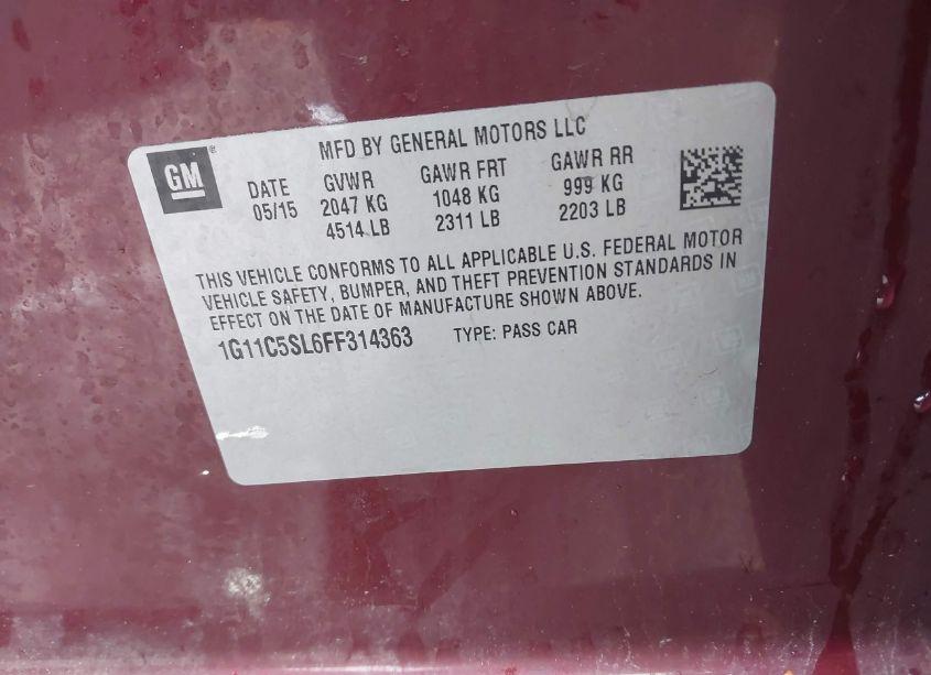 Photo 9 of 2015 Chevrolet Malibu 1LT (VIN 1G11C5SL6FF314363)