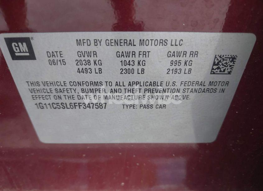 Photo 9 of 2015 Chevrolet Malibu 1LT (VIN 1G11C5SL6FF347587)