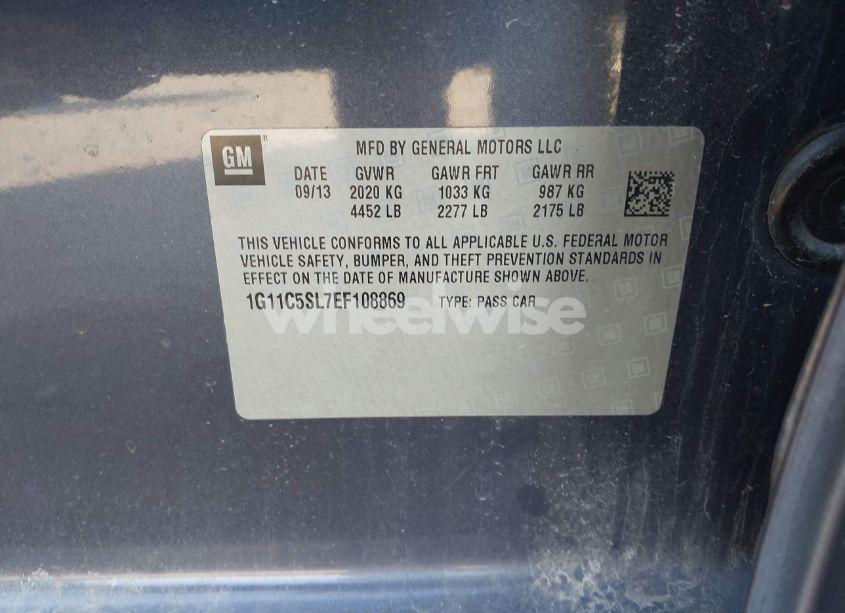 Photo 9 of 2014 Chevrolet Malibu 1LT (VIN 1G11C5SL7EF108869)
