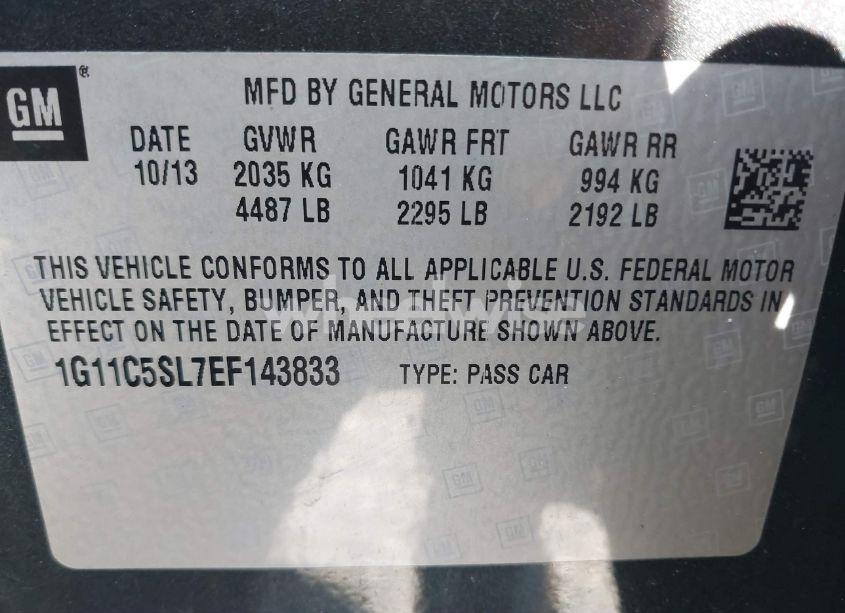 Photo 9 of 2014 Chevrolet Malibu 1LT (VIN 1G11C5SL7EF143833)