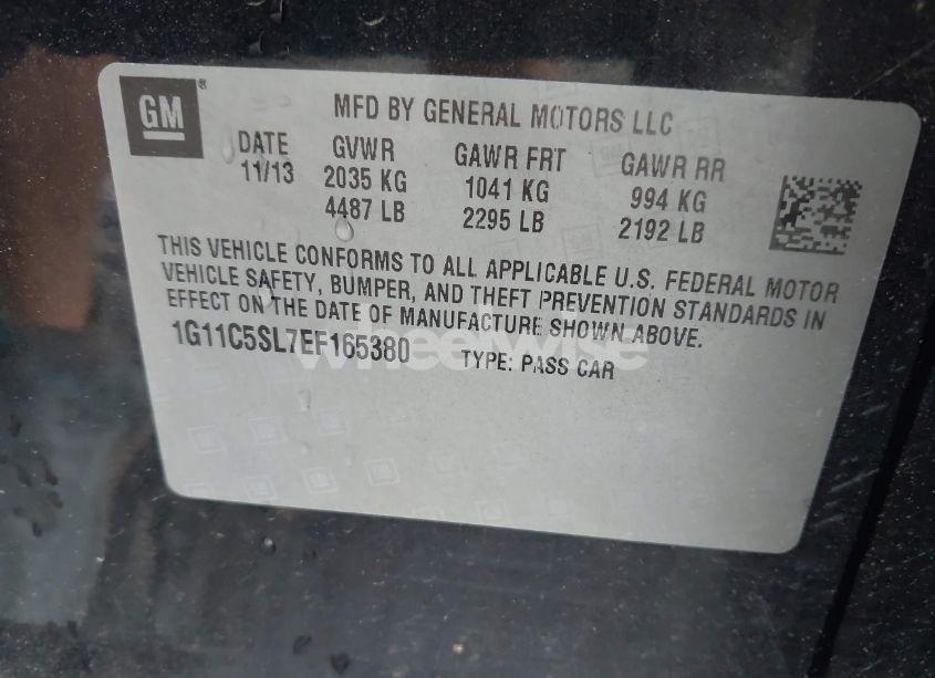 Photo 9 of 2014 Chevrolet Malibu 1LT (VIN 1G11C5SL7EF165380)