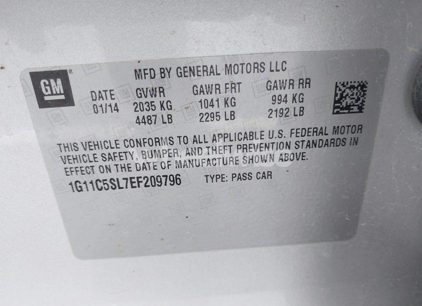 Photo 9 of 2014 Chevrolet Malibu 1LT (VIN 1G11C5SL7EF209796)