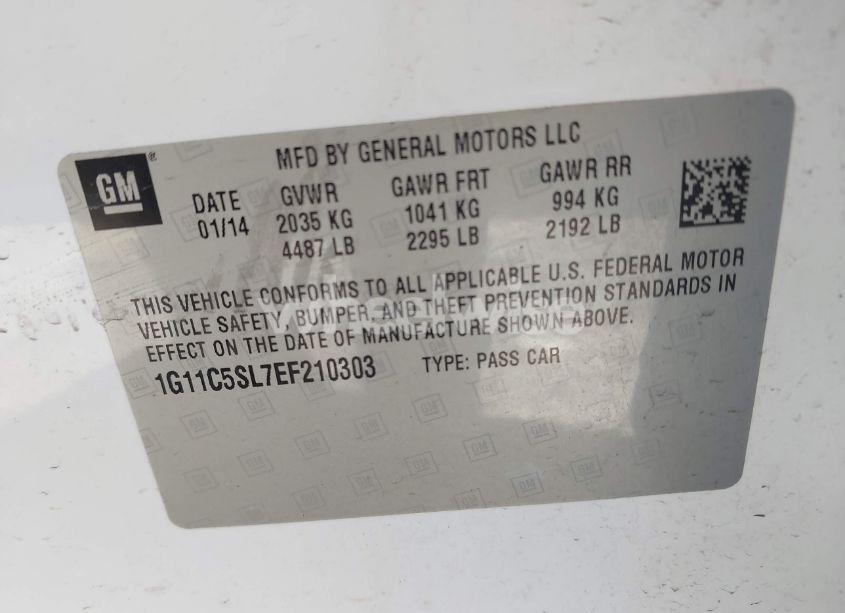 Photo 9 of 2014 Chevrolet Malibu 1LT (VIN 1G11C5SL7EF210303)