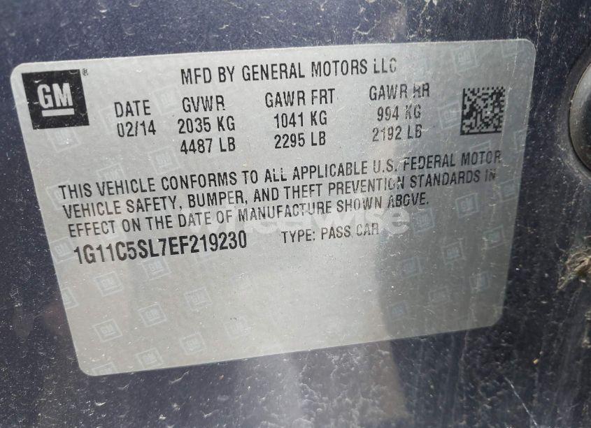 Photo 9 of 2014 Chevrolet Malibu 1LT (VIN 1G11C5SL7EF219230)