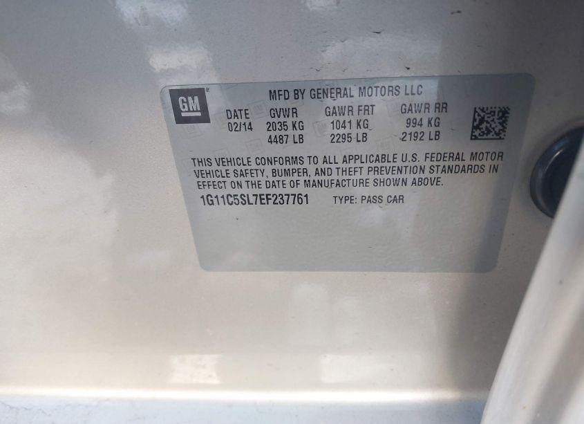 Photo 9 of 2014 Chevrolet Malibu 1LT (VIN 1G11C5SL7EF237761)