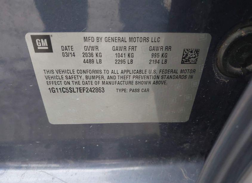 Photo 9 of 2014 Chevrolet Malibu 1LT (VIN 1G11C5SL7EF242863)