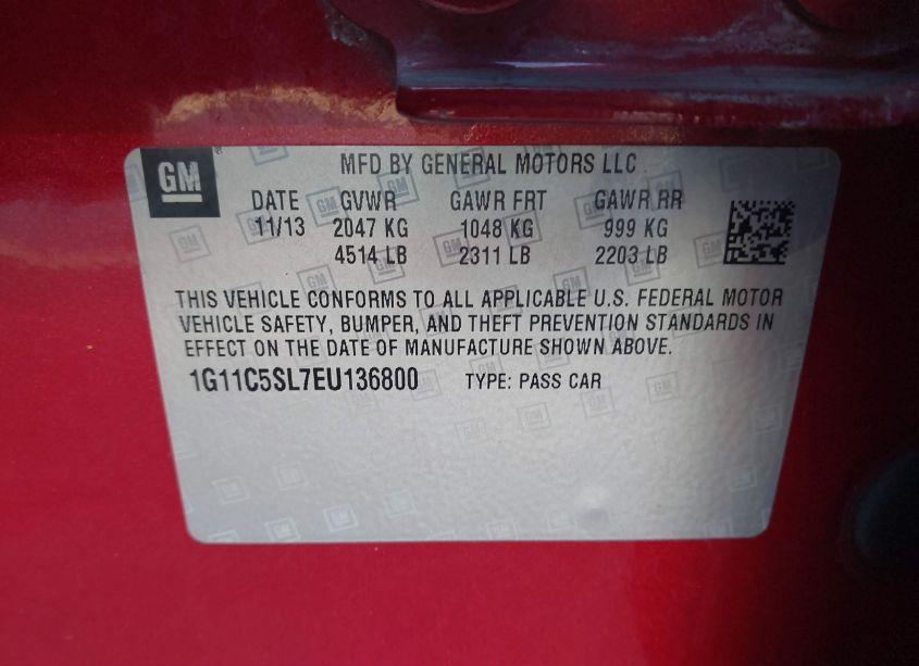 Photo 9 of 2014 Chevrolet Malibu 1LT (VIN 1G11C5SL7EU136800)