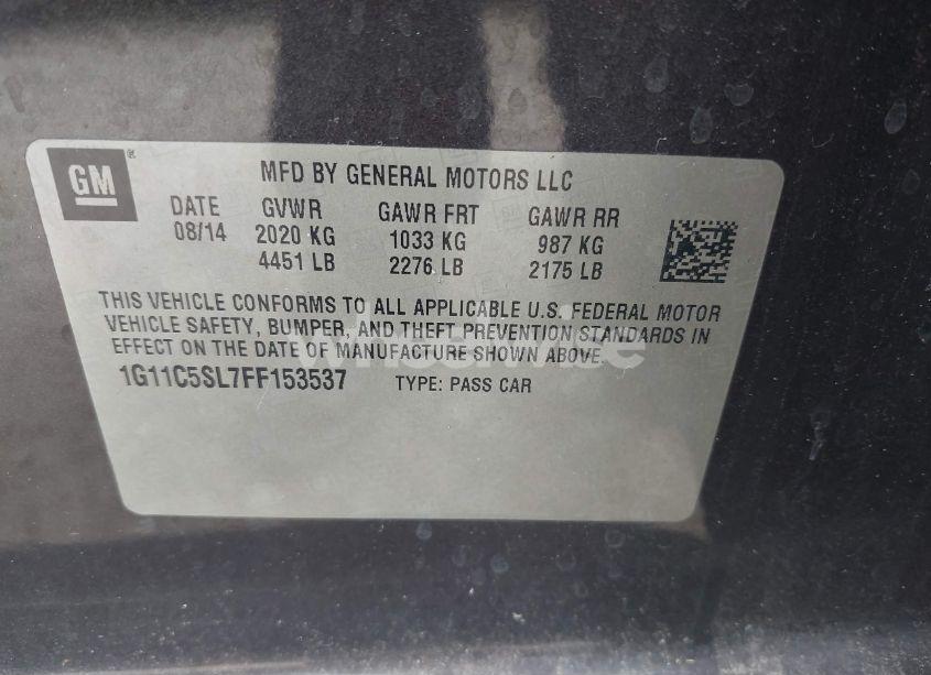 Photo 9 of 2015 Chevrolet Malibu 1LT (VIN 1G11C5SL7FF153537)