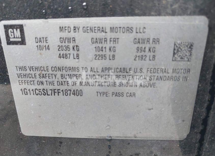 Photo 9 of 2015 Chevrolet Malibu 1LT (VIN 1G11C5SL7FF187400)