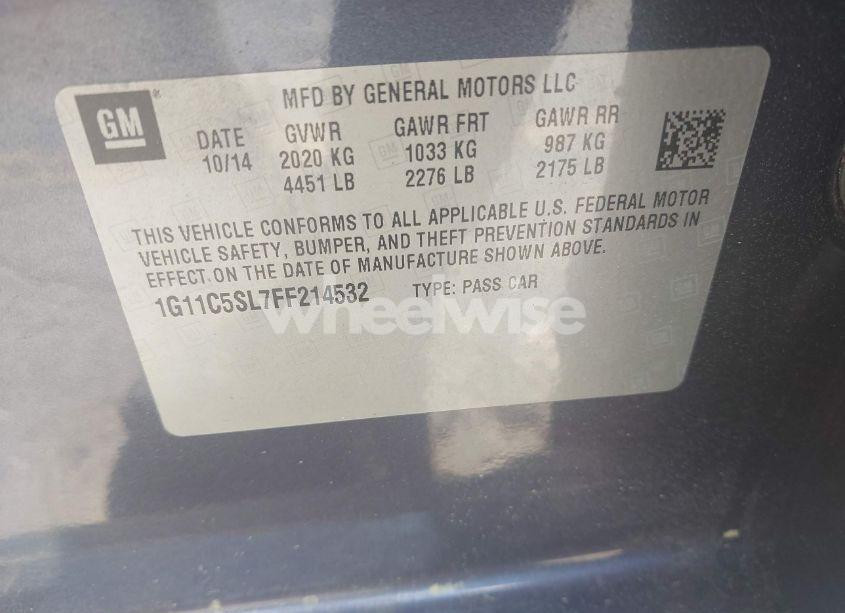 Photo 9 of 2015 Chevrolet Malibu 1LT (VIN 1G11C5SL7FF214532)