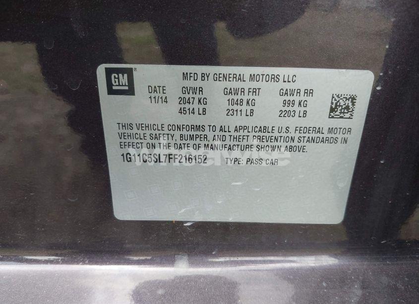 Photo 9 of 2015 Chevrolet Malibu 1LT (VIN 1G11C5SL7FF216152)