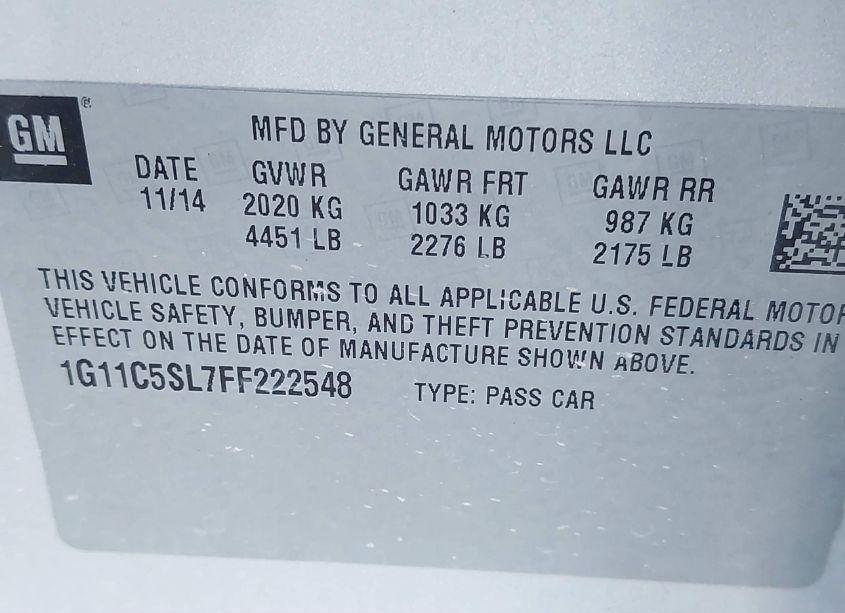 Photo 9 of 2015 Chevrolet Malibu 1LT (VIN 1G11C5SL7FF222548)