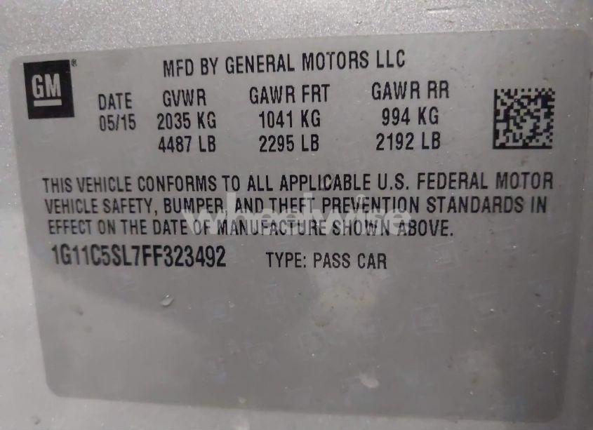 Photo 9 of 2015 Chevrolet Malibu 1LT (VIN 1G11C5SL7FF323492)