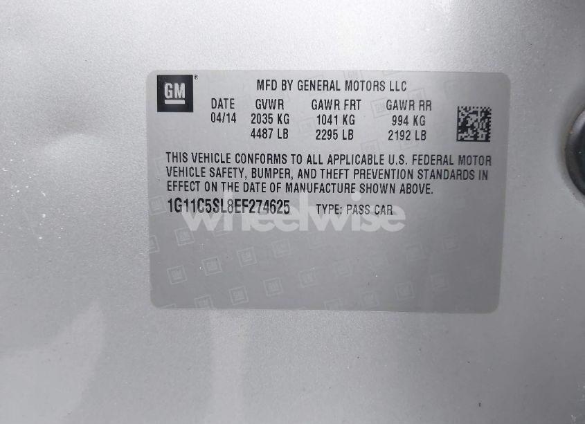 Photo 9 of 2014 Chevrolet Malibu 1LT (VIN 1G11C5SL8EF274625)