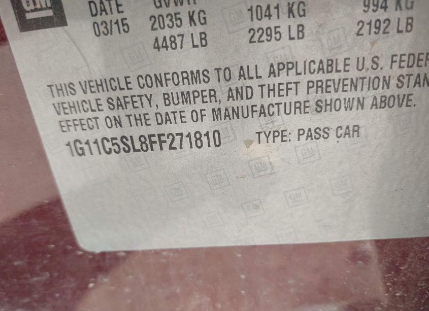 Photo 9 of 2015 Chevrolet Malibu 1LT (VIN 1G11C5SL8FF271810)