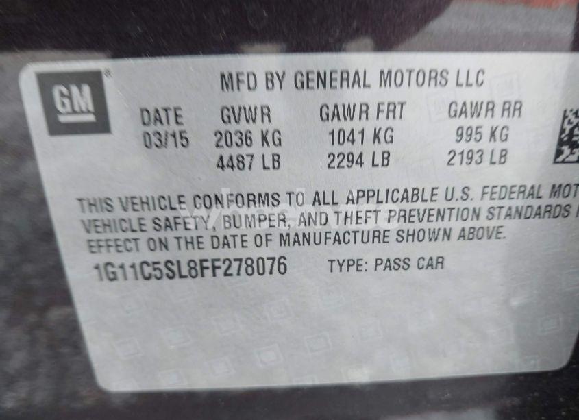 Photo 9 of 2015 Chevrolet Malibu 1LT (VIN 1G11C5SL8FF278076)