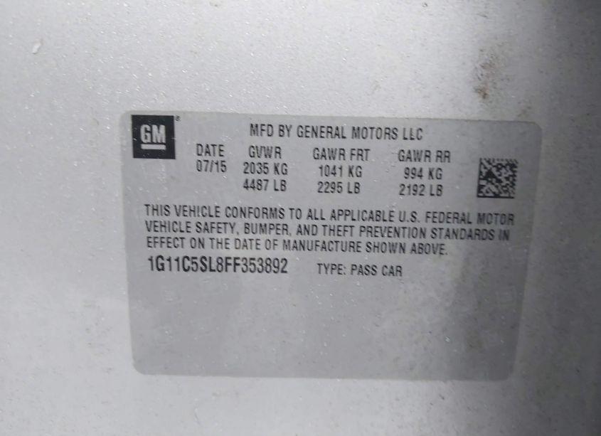 Photo 9 of 2015 Chevrolet Malibu 1LT (VIN 1G11C5SL8FF353892)