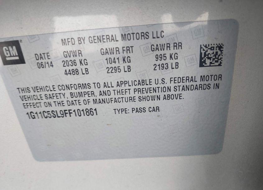 Photo 9 of 2015 Chevrolet Malibu 1LT (VIN 1G11C5SL9FF101861)