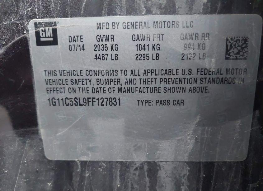 Photo 9 of 2015 Chevrolet Malibu 1LT (VIN 1G11C5SL9FF127831)