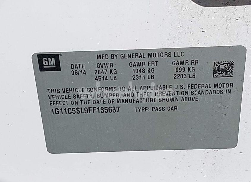 Photo 9 of 2015 Chevrolet Malibu 1LT (VIN 1G11C5SL9FF135637)