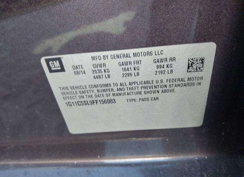 Photo 9 of 2015 Chevrolet Malibu 1LT (VIN 1G11C5SL9FF156083)