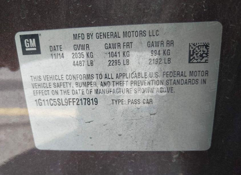Photo 9 of 2015 Chevrolet Malibu 1LT (VIN 1G11C5SL9FF217819)