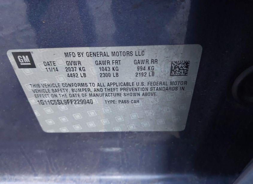 Photo 9 of 2015 Chevrolet Malibu 1LT (VIN 1G11C5SL9FF229940)