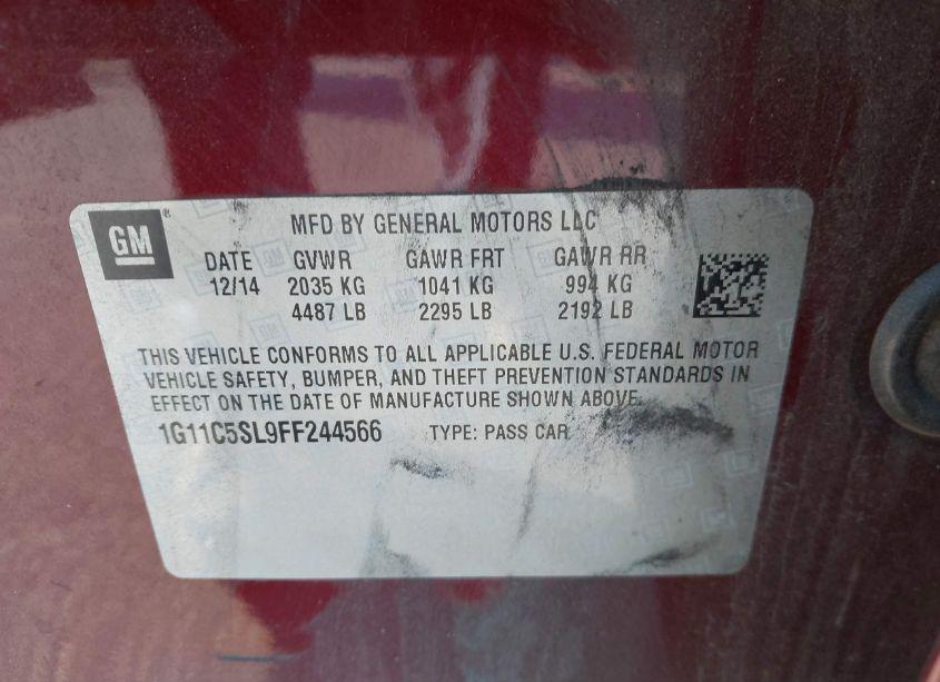 Photo 9 of 2015 Chevrolet Malibu 1LT (VIN 1G11C5SL9FF244566)