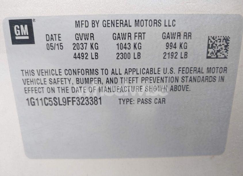 Photo 9 of 2015 Chevrolet Malibu 1LT (VIN 1G11C5SL9FF323381)