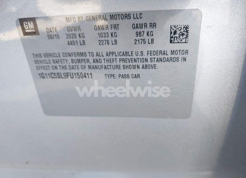 Photo 9 of 2015 Chevrolet Malibu 1LT (VIN 1G11C5SL9FU150411)