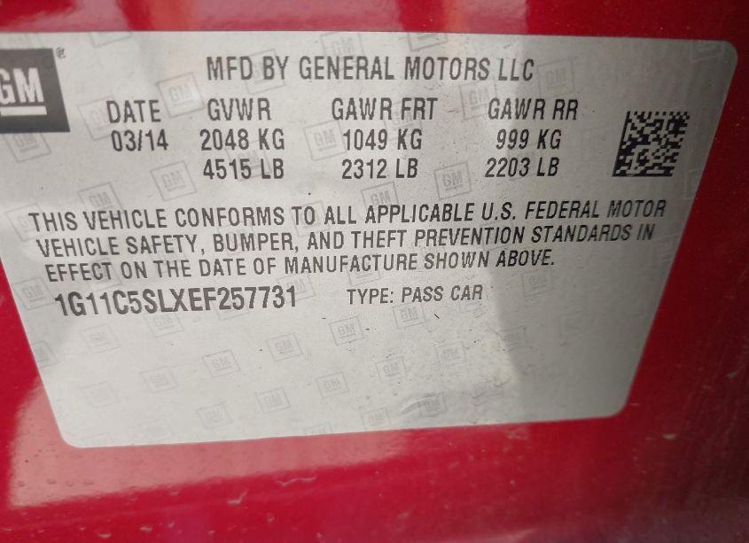 Photo 9 of 2014 Chevrolet Malibu 1LT (VIN 1G11C5SLXEF257731)