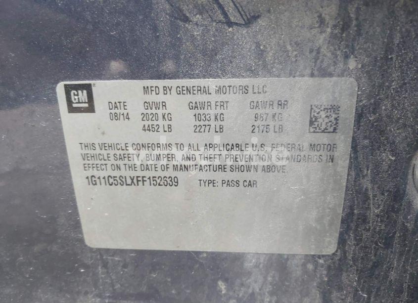 Photo 9 of 2015 Chevrolet Malibu 1LT (VIN 1G11C5SLXFF152639)
