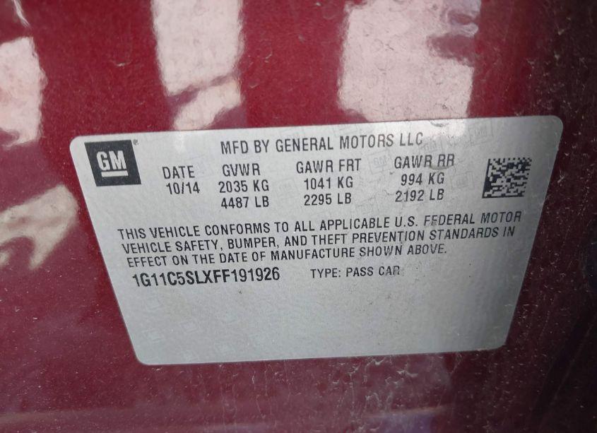 Photo 9 of 2015 Chevrolet Malibu 1LT (VIN 1G11C5SLXFF191926)
