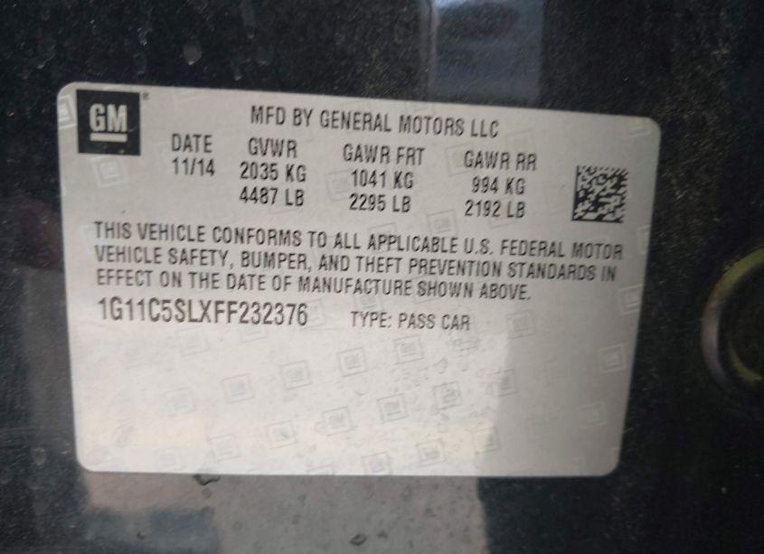Photo 9 of 2015 Chevrolet Malibu 1LT (VIN 1G11C5SLXFF232376)