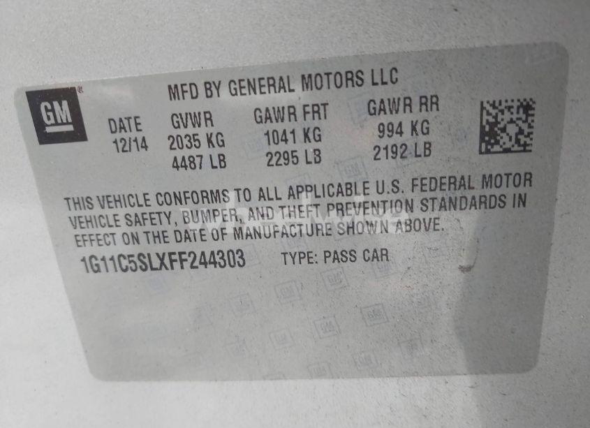 Photo 9 of 2015 Chevrolet Malibu 1LT (VIN 1G11C5SLXFF244303)