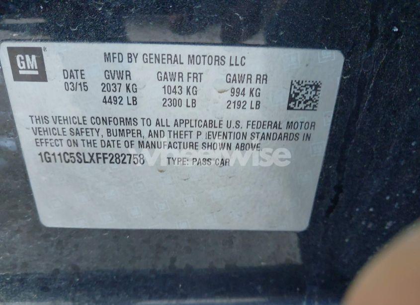 Photo 9 of 2015 Chevrolet Malibu 1LT (VIN 1G11C5SLXFF282758)