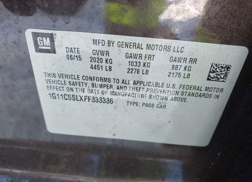 Photo 9 of 2015 Chevrolet Malibu 1LT (VIN 1G11C5SLXFF333336)