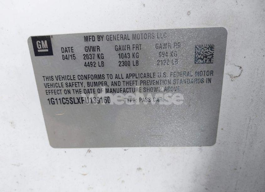 Photo 9 of 2015 Chevrolet Malibu 1LT (VIN 1G11C5SLXFU139160)