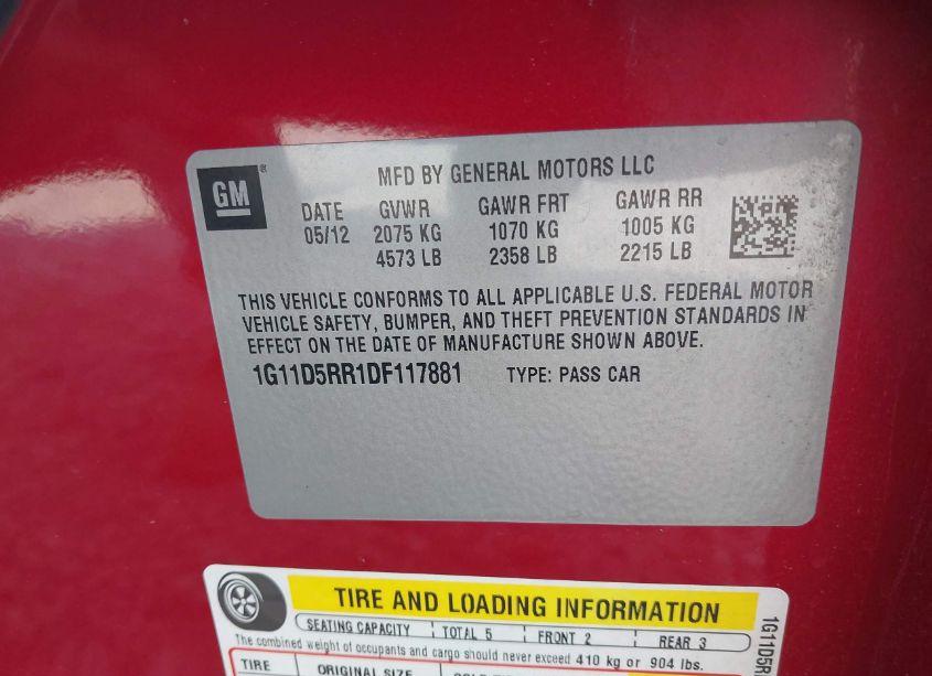 Photo 9 of 2013 Chevrolet Malibu ECO (VIN 1G11D5RR1DF117881)