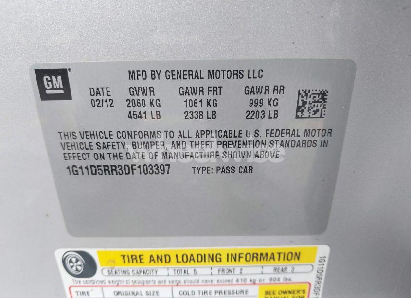 Photo 9 of 2013 Chevrolet Malibu ECO (VIN 1G11D5RR3DF103397)