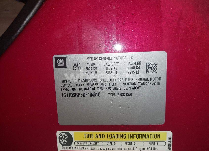 Photo 9 of 2013 Chevrolet Malibu ECO (VIN 1G11D5RR3DF104310)