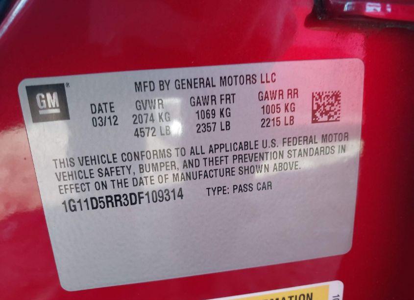 Photo 9 of 2013 Chevrolet Malibu ECO (VIN 1G11D5RR3DF109314)