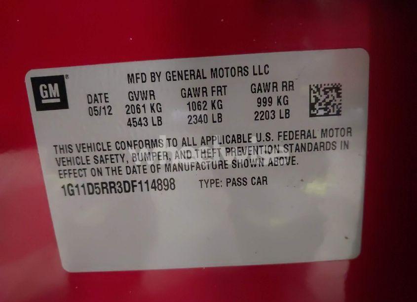 Photo 9 of 2013 Chevrolet Malibu ECO (VIN 1G11D5RR3DF114898)