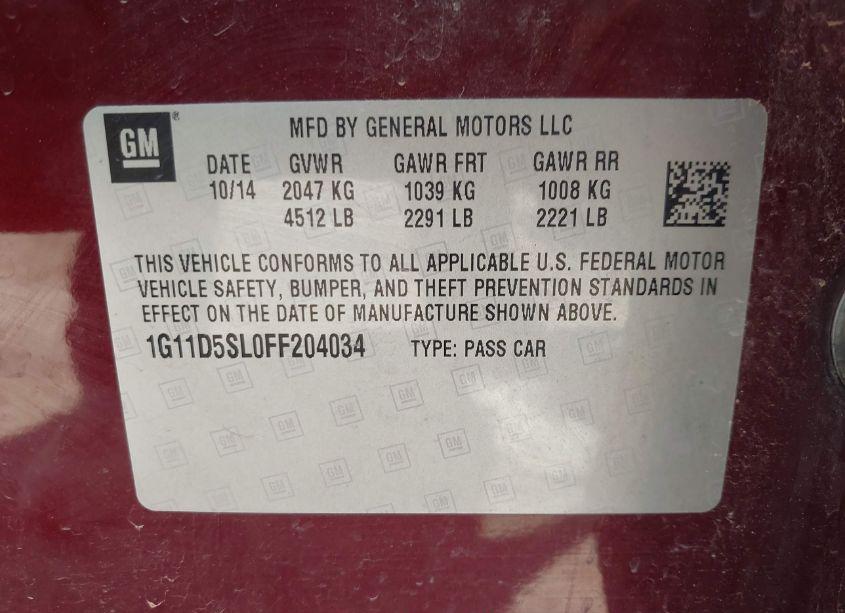Photo 9 of 2015 Chevrolet Malibu 2LT (VIN 1G11D5SL0FF204034)
